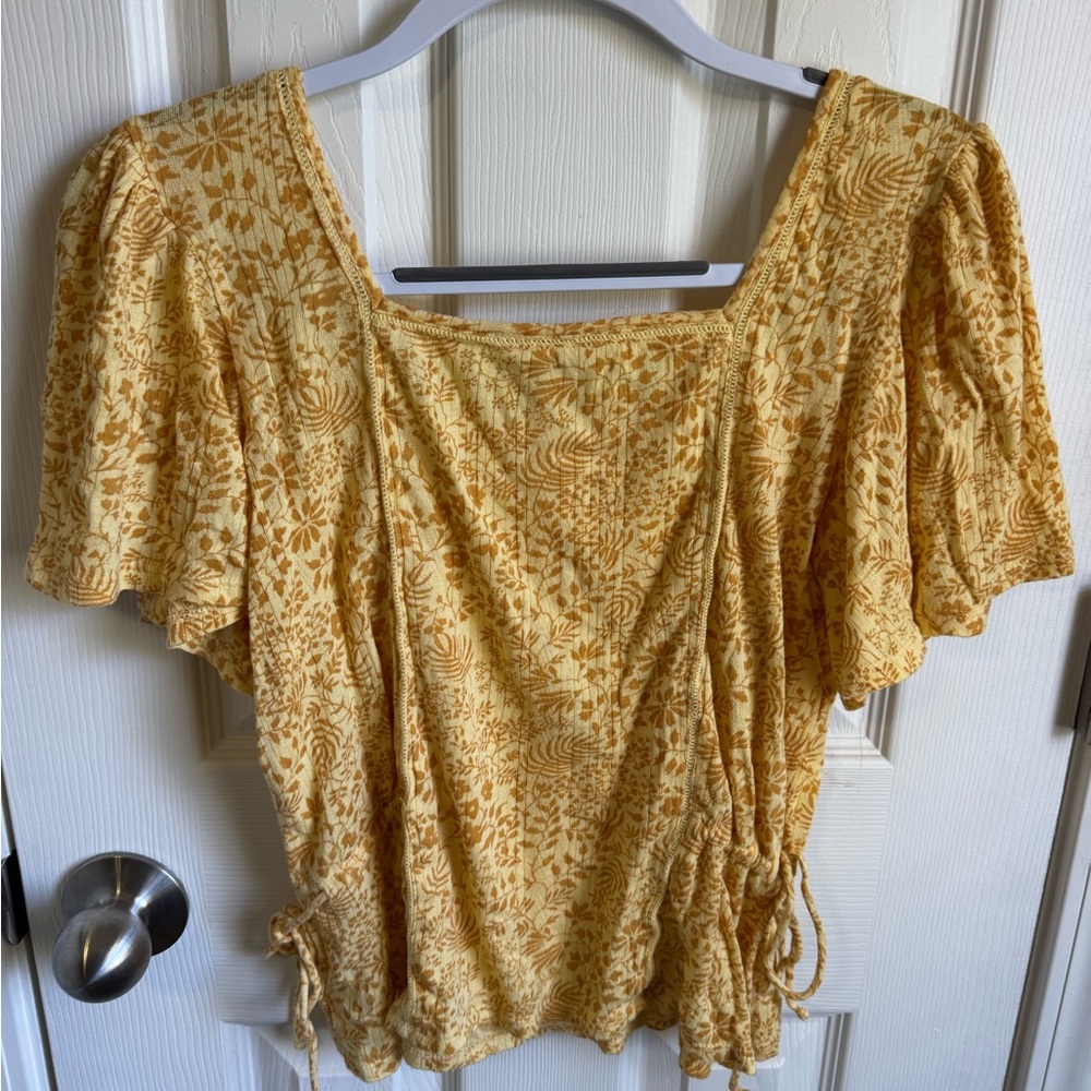 Lucky Brand Yellow Floral Blouse